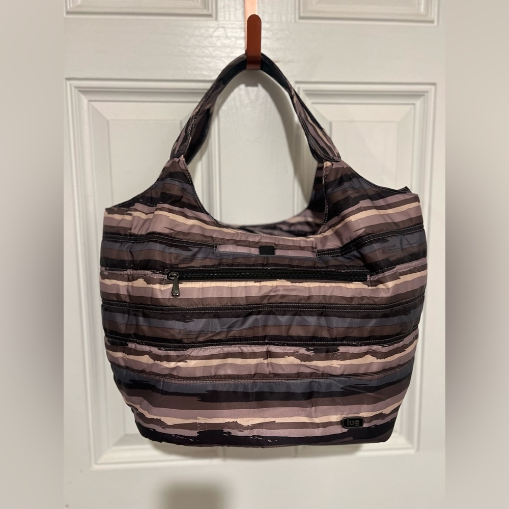 Lug Gondola Slouch Tote Bag Painted Pearl  Pattern Travel Double Handles Purple